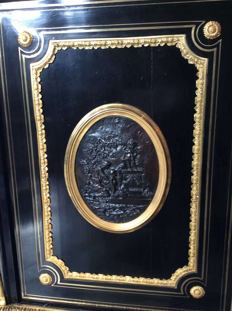 19th Century Napoleon III Cabinet with Bronze Medallions