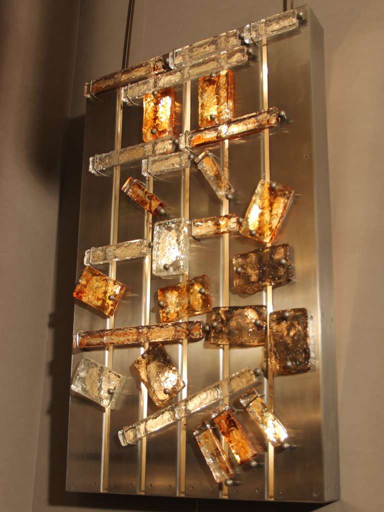 Großes Beleuchtungspaneel aus den 1970er Jahren mit Mazzega Glass Pieces im Angebot 2