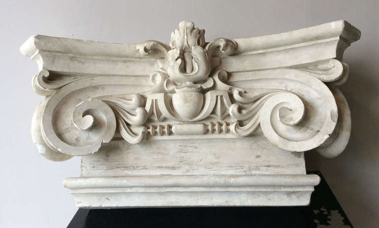 French Ionic capital in plaster, France end of the XIXth century