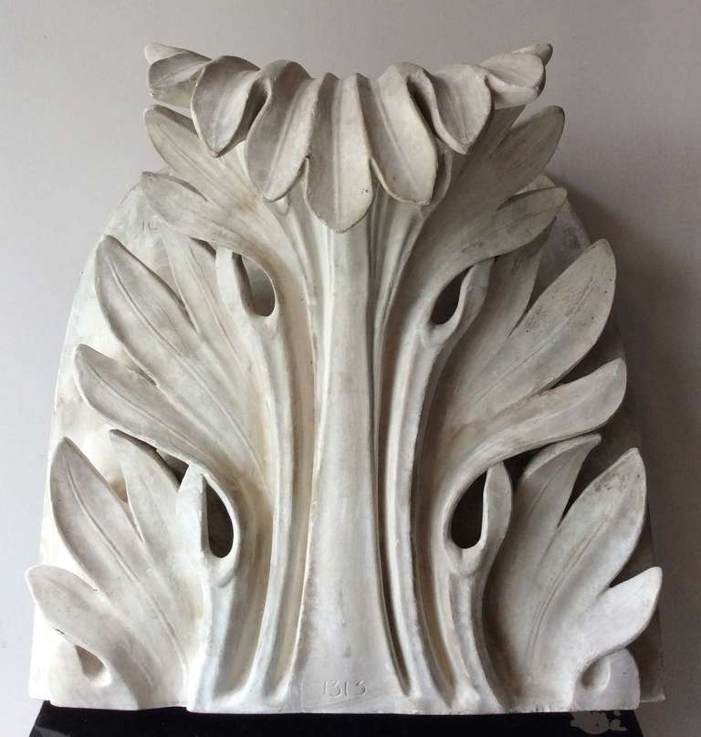 Beautiful and rare collection of plaster casts, models from a school of fine arts, late nineteenth century, France.

Study of Acanthus leaf in the manner of Antique.