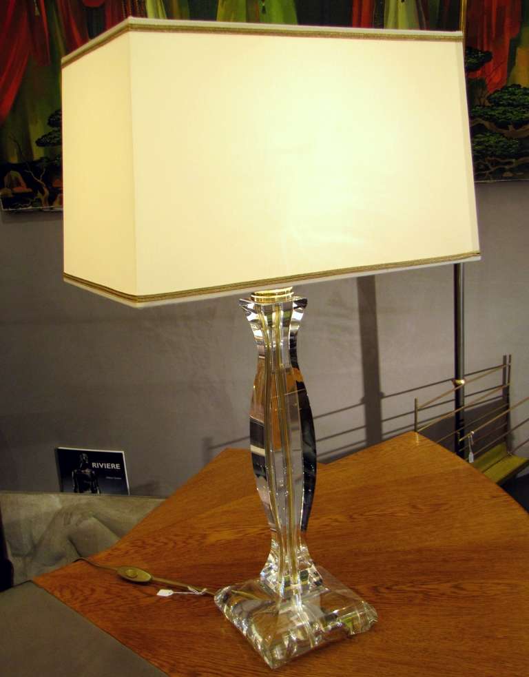 Glass Pair of crystal table lamps For Sale