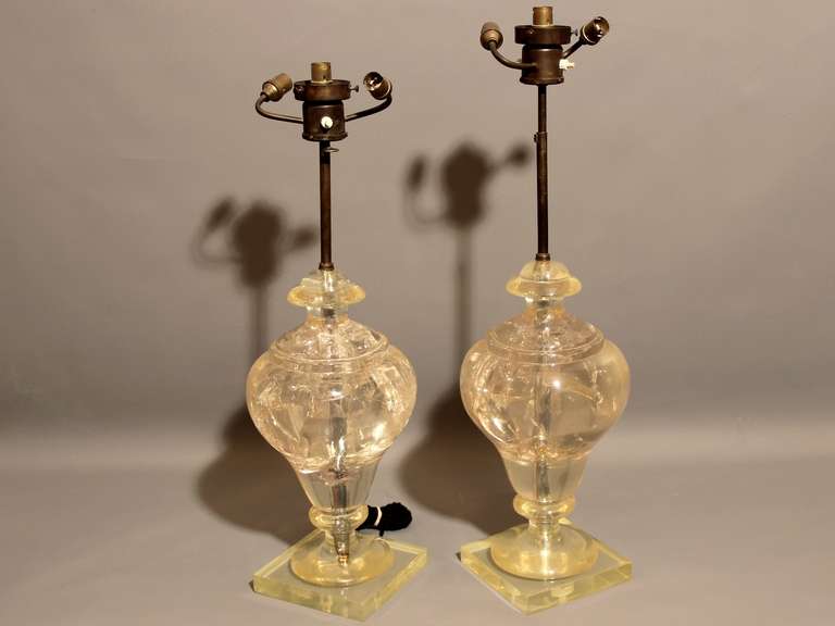 Rare Pair of Original Table Lamps in Fractal Resin by Pierre Giraudon 4