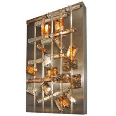 Large 1970's Lighting Panel with Mazzega Glass Pieces 7