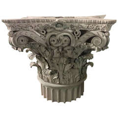 Corinthian Capital in Plaster, France, End of 19th Century