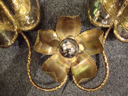 French 1970s Water Lily Wall Light