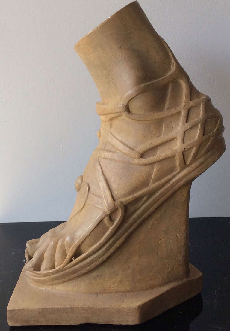 Antique Style Workshop Plaster Representing a Foot Wearing a Sandal