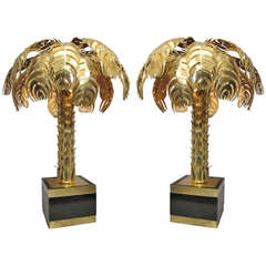 Two 1970s Palm Tree Table Lamps by Maison Jansen