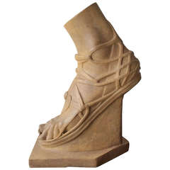Antique Style Workshop Plaster Representing a Foot Wearing a Sandal