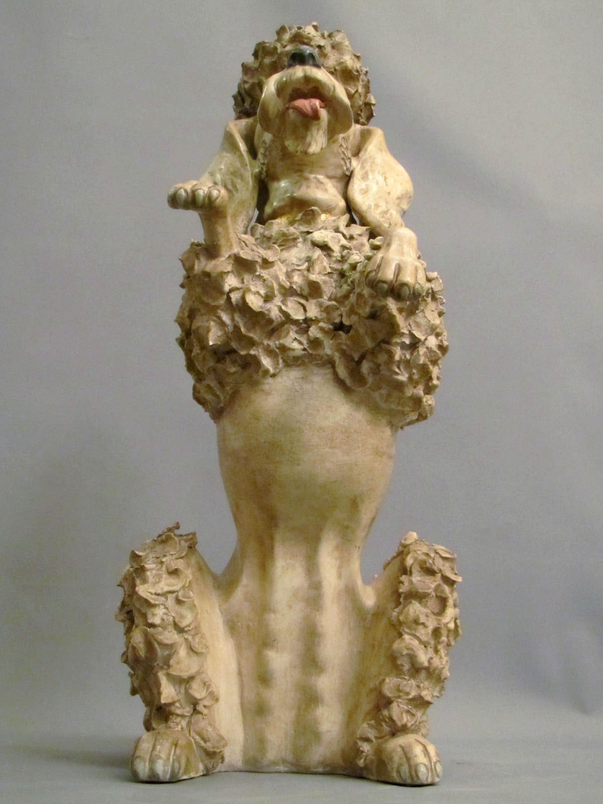 Spanish 1950s Ceramic Poodle Signed Franju