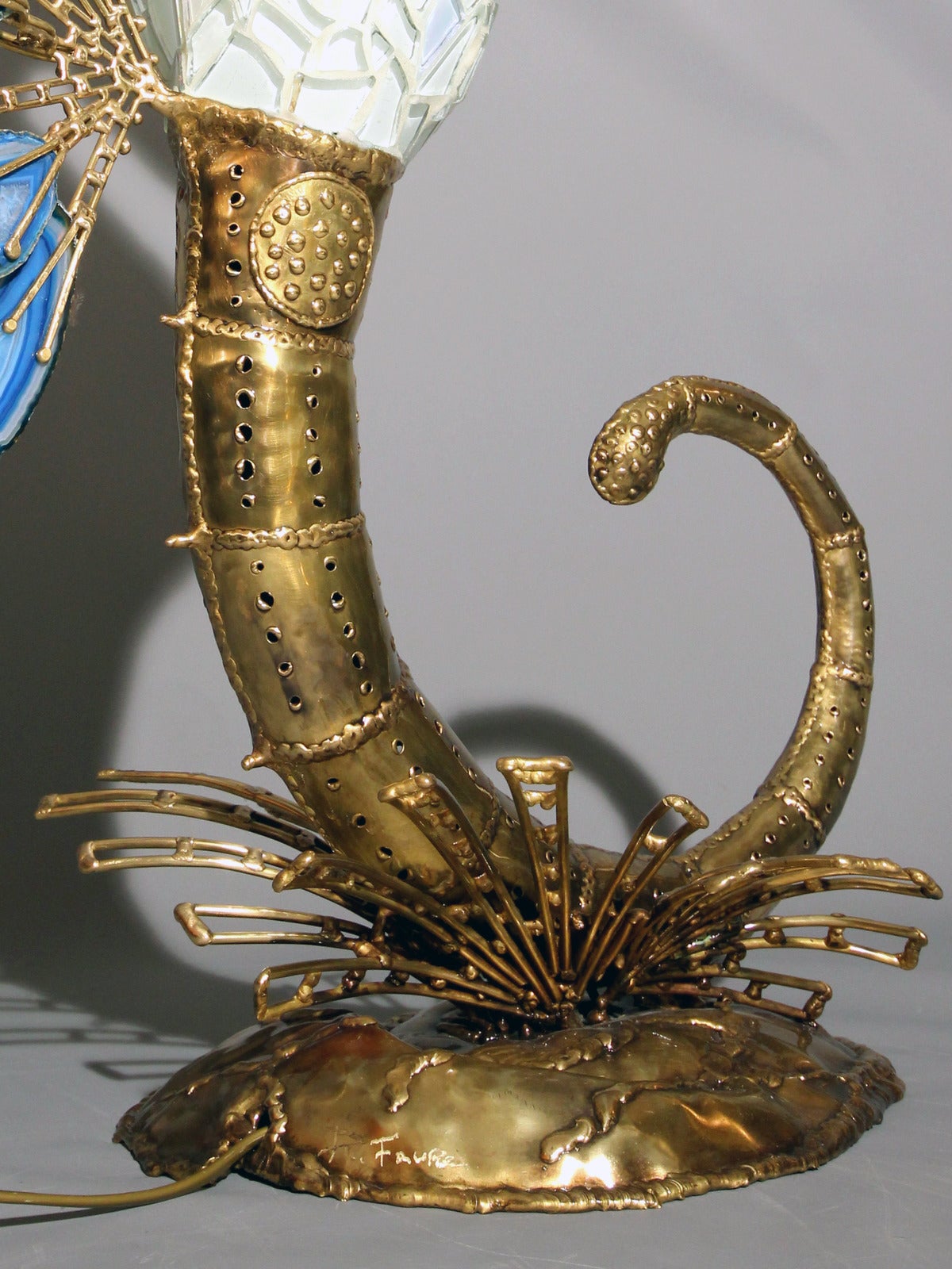 Late 20th Century Illuminated Seahorse Sculpture by Richard Faure