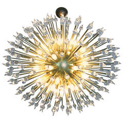 1980s Murano "Dandelion" Chandelier in Brass and Glass 10