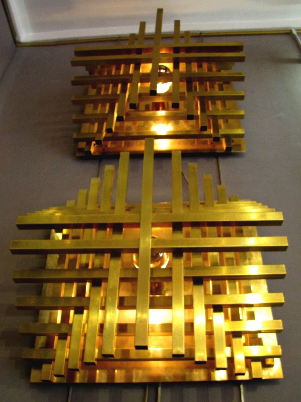Brass Two Large 1970s Sconces For Sale