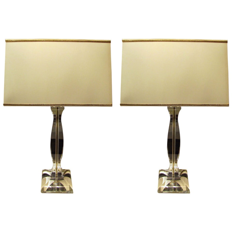 Pair of crystal table lamps For Sale
