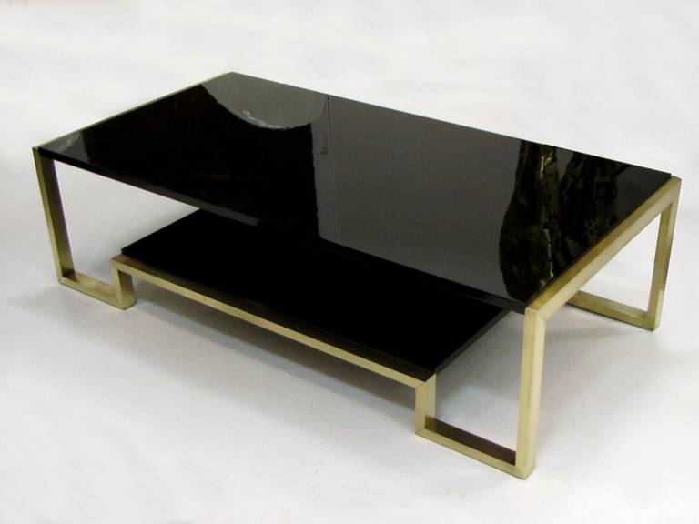 black and brass coffee table