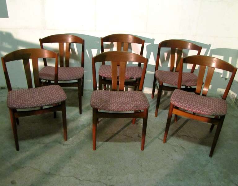 Wood Set Of Six Danish Teak Chairs, 1950 Period.