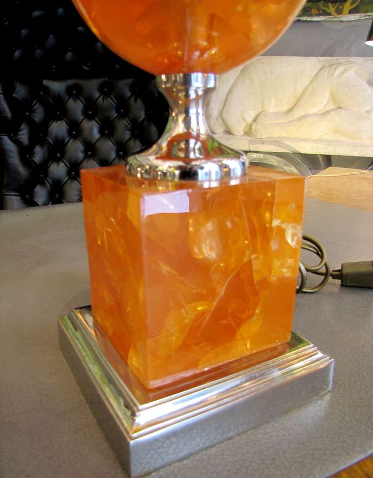 1970's Fractal Resin Lamp Base. In Good Condition For Sale In Paris, FR