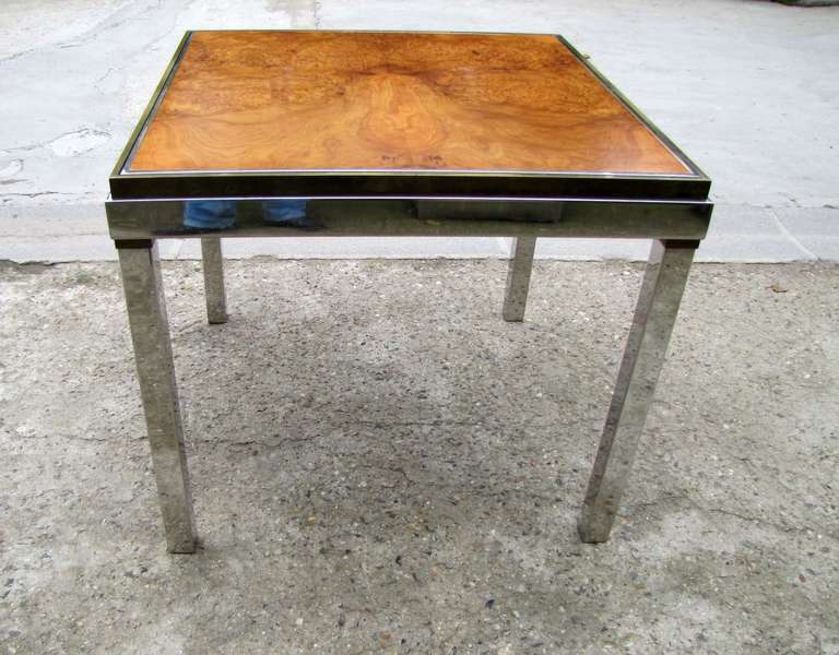 1970's game table in gilded brass and chrome In Good Condition In Paris, FR