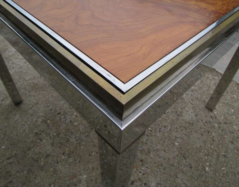 1970's game table in gilded brass and chrome 1