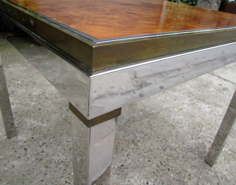 1970's game table in gilded brass and chrome 2