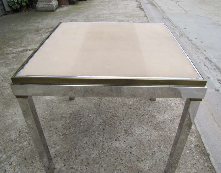 1970's game table in gilded brass and chrome 4