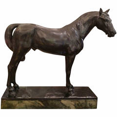 Big Horse in Polychrome Terracotta Signed Lavergne, Manufactured by Goldscheider