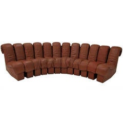 Endless Sofa DS 600 by De Sede with 12 Sections, all in Havane Leather