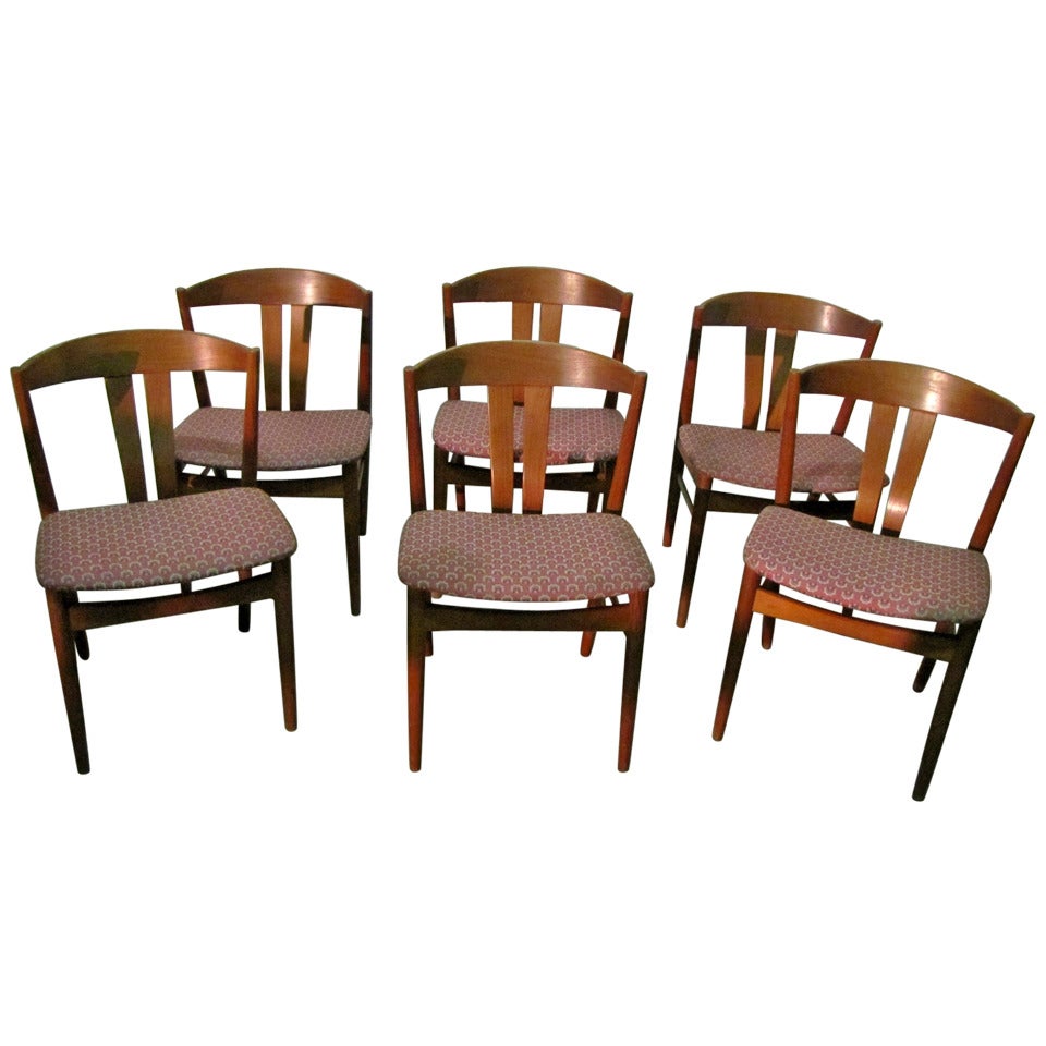 Set Of Six Danish Teak Chairs, 1950 Period.