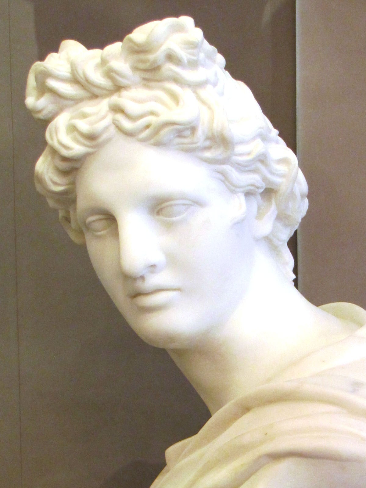 20th Century Large Beautiful Apollo Bust in Carrara Marble, after the Antique