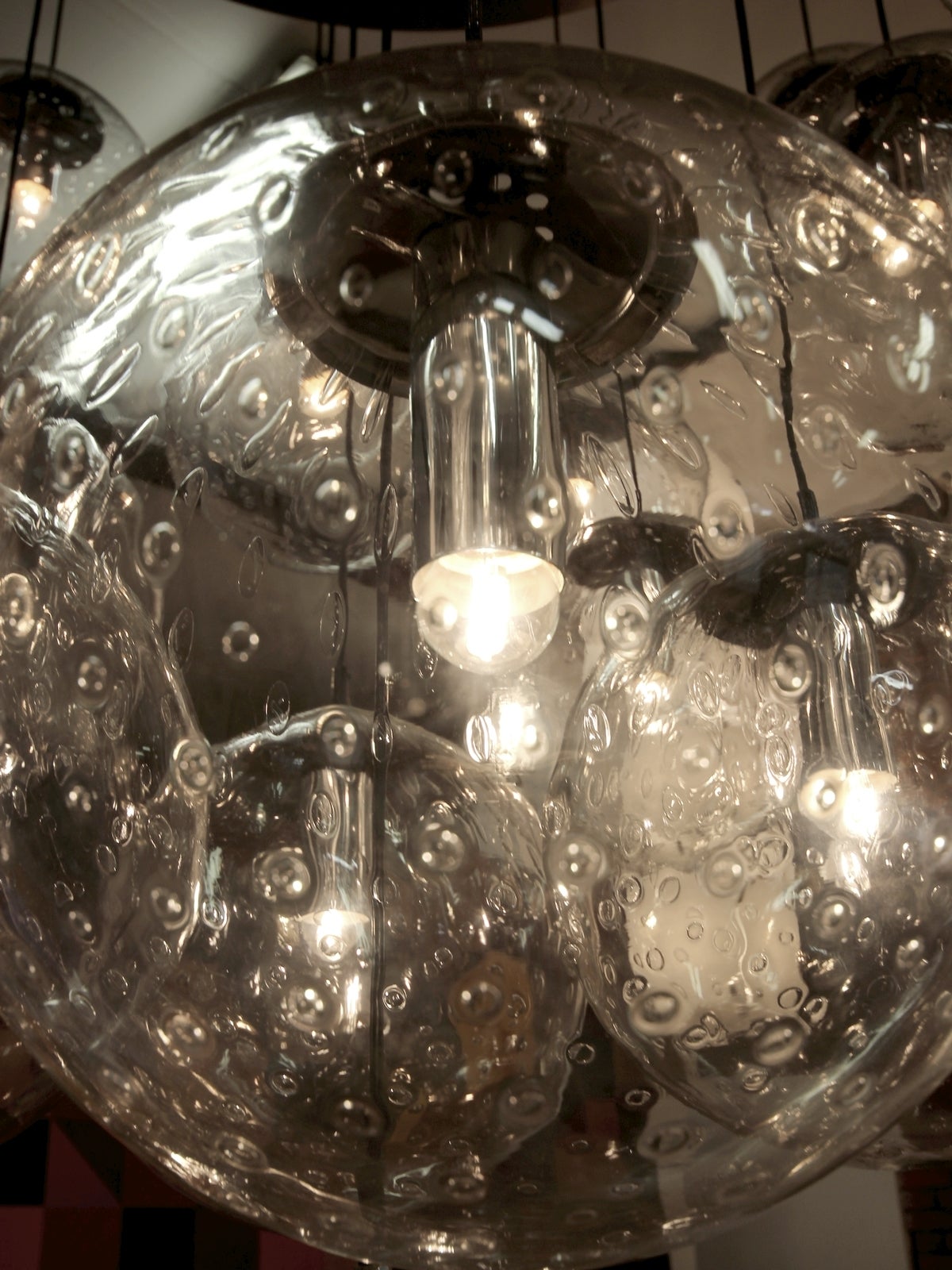 Amaizing 1970's huge glass balls chandelier by Raak Amsterdam 1