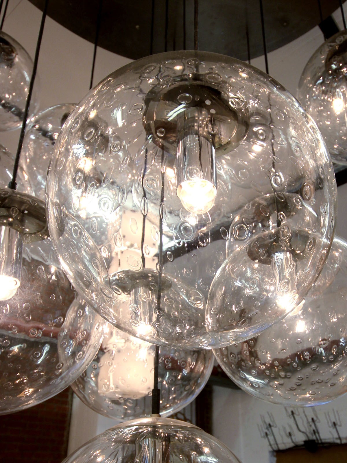 Verre Amaizing 1970's huge glass balls chandelier by Raak Amsterdam