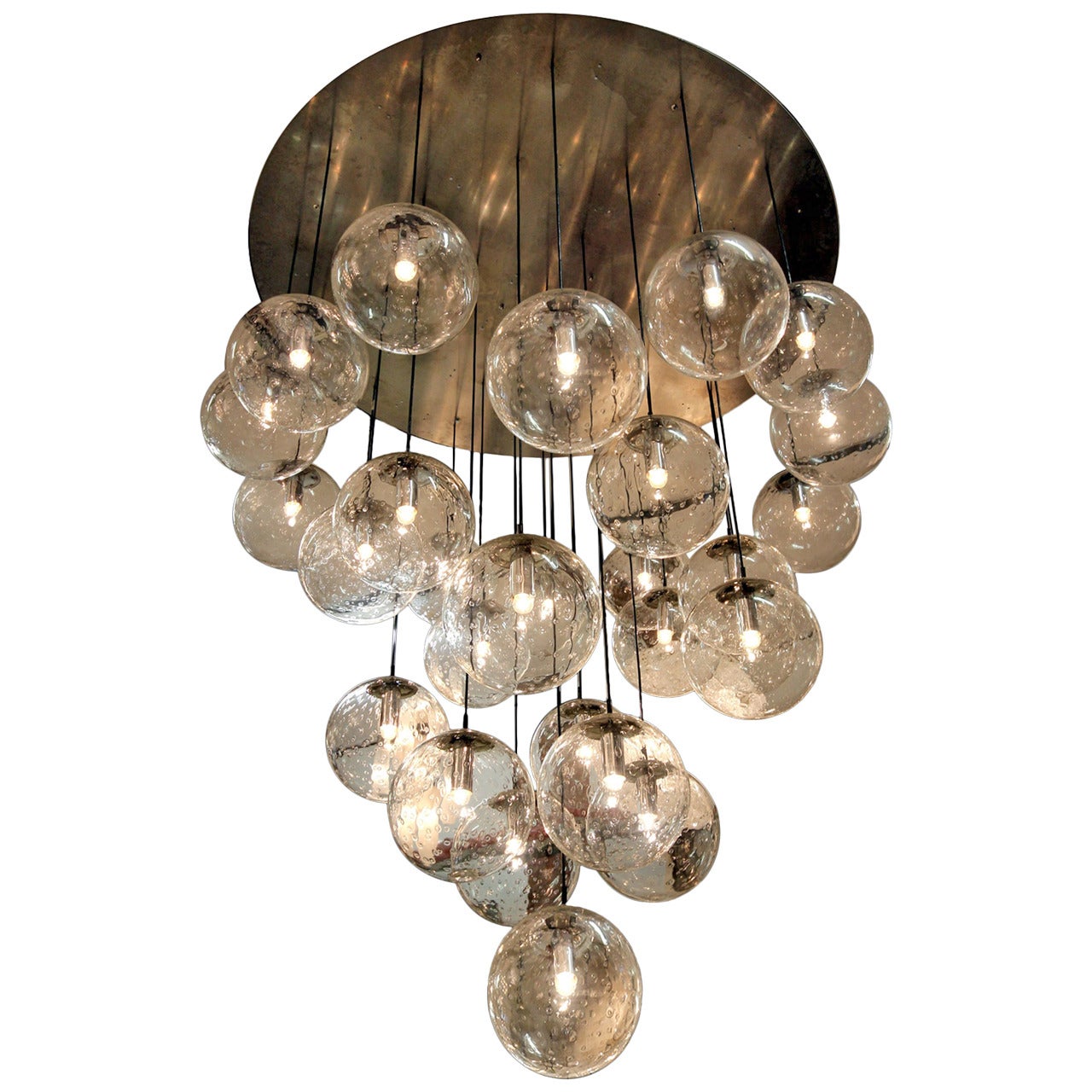 Amaizing 1970's huge glass balls chandelier by Raak Amsterdam