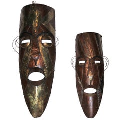 Used Set of Two 1970s Large Tiki Masks