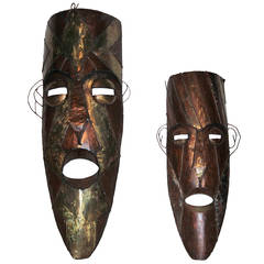 Set of Two 1970s Large Tiki Masks 10