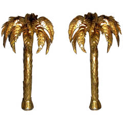 Pair of Large 1970s Palm Tree Wall Lights