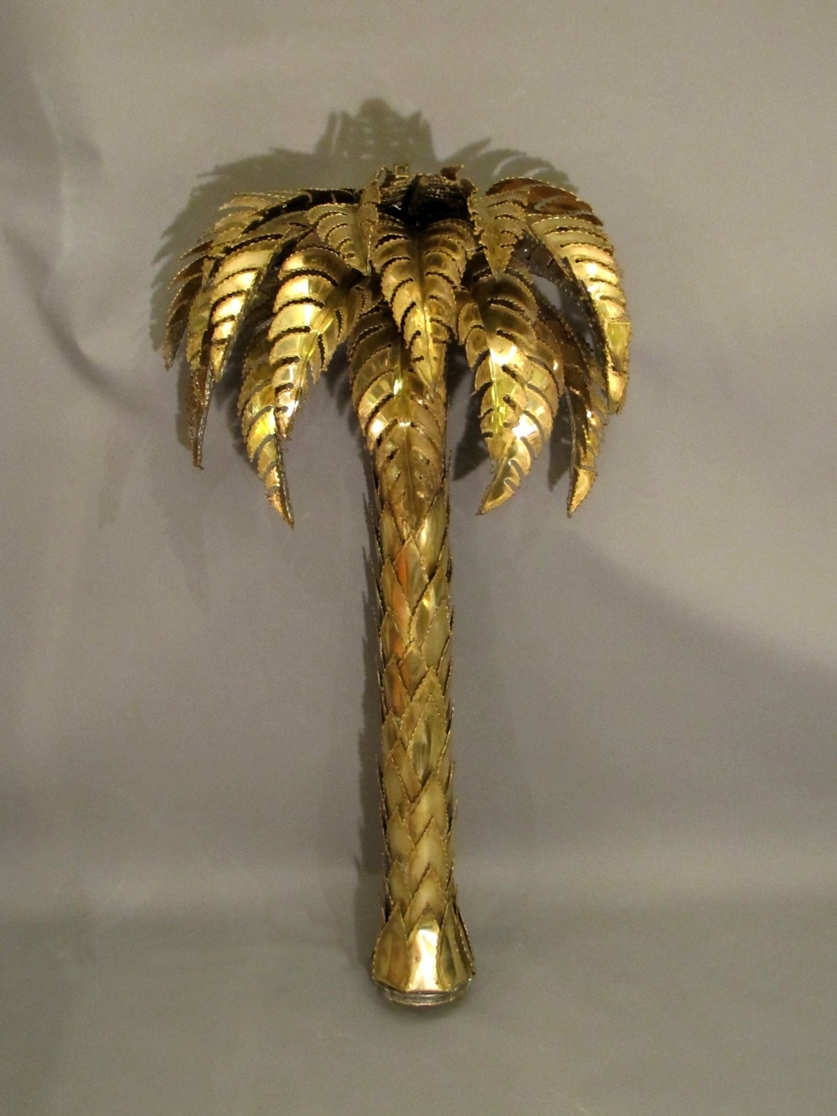Hand-Crafted Pair of Large 1970s Palm Tree Wall Lights