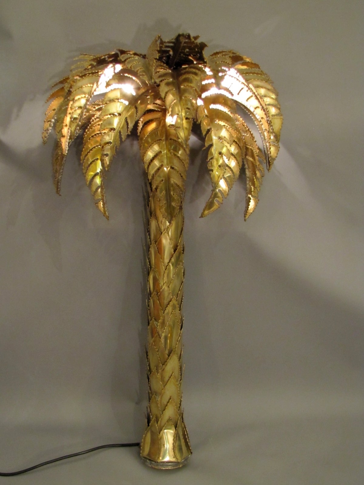 French Pair of Large 1970s Palm Tree Wall Lights