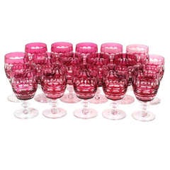 16 Val St. Lambert Ruby "Blarney" Water Goblets