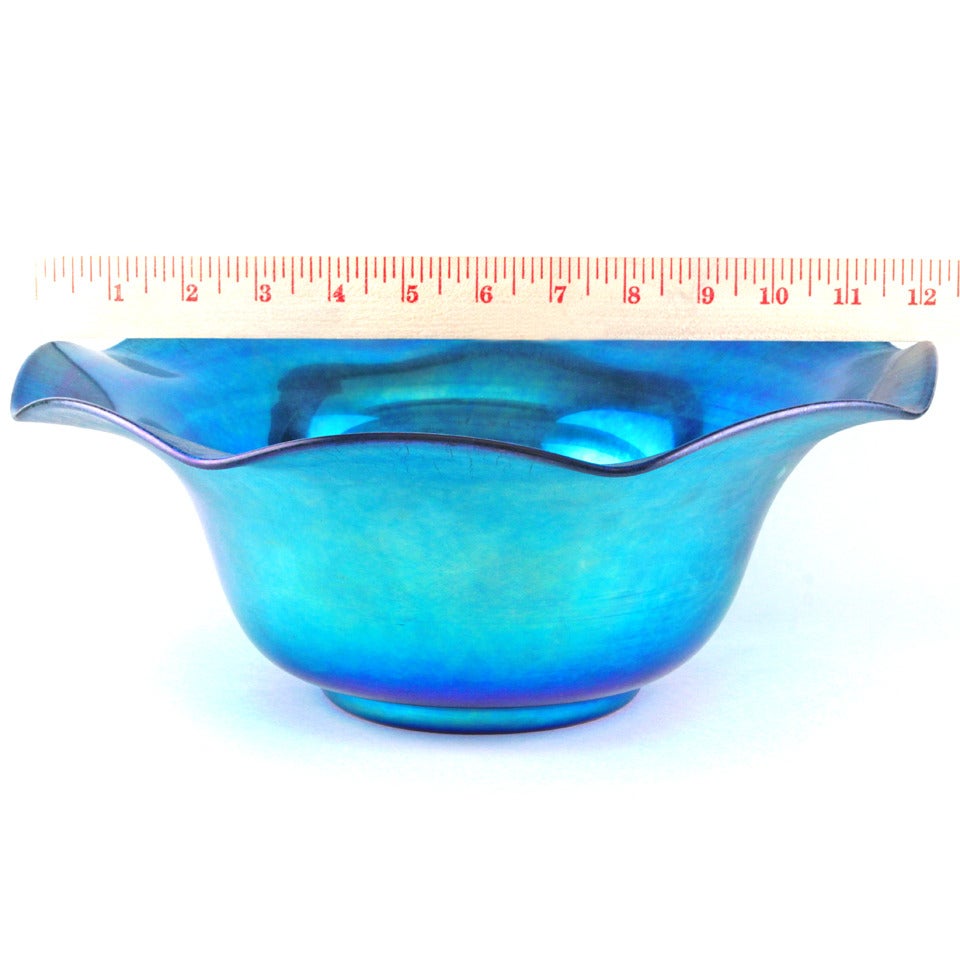 Steuben Blue Aurene Glass Centerpiece 1