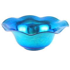 Steuben Blue Aurene Glass Centerpiece