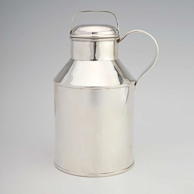 This sterling milk can cocktail shaker is a charming highly functional accessory for your bar. In the roaring twenties, they had both a sense of style and humor when they partied. Known for superb fabrication, Tuttle made this cocktail shaker for