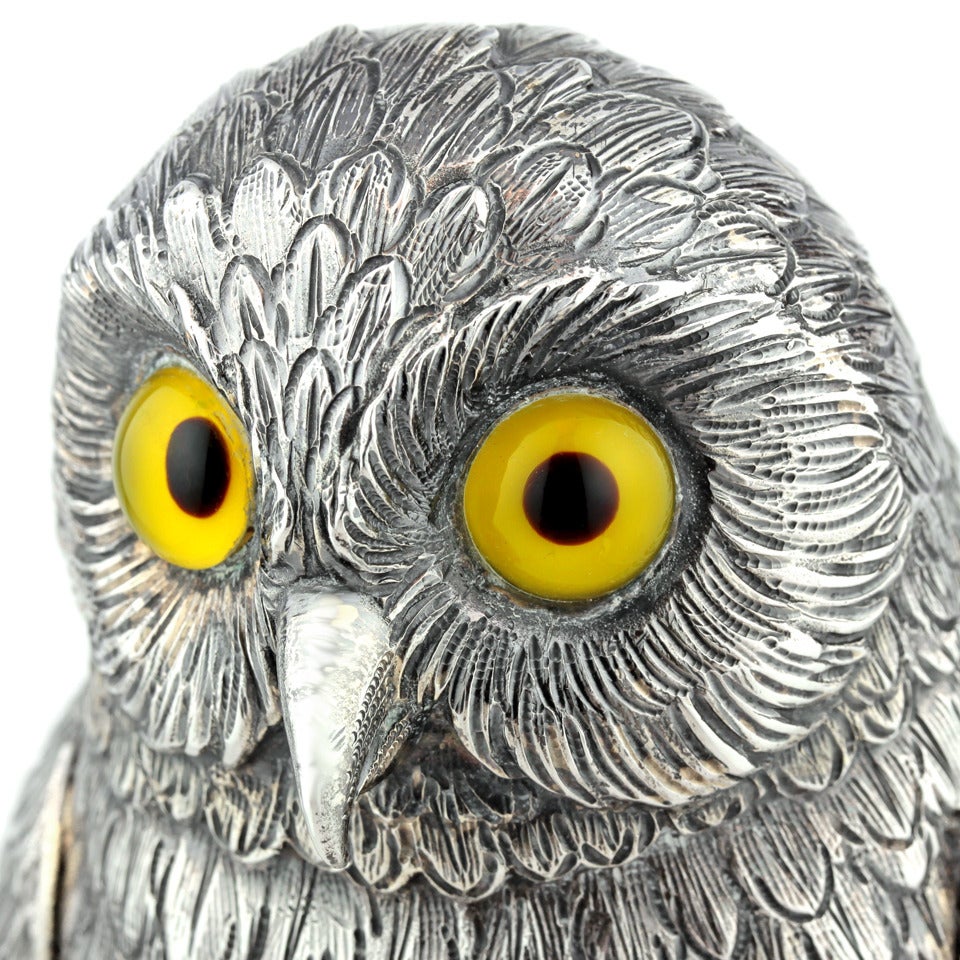 Sterling Owl Sculpture at 1stdibs