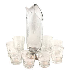 Sterling and Crystal Modernism Cocktail Set, Hawkes