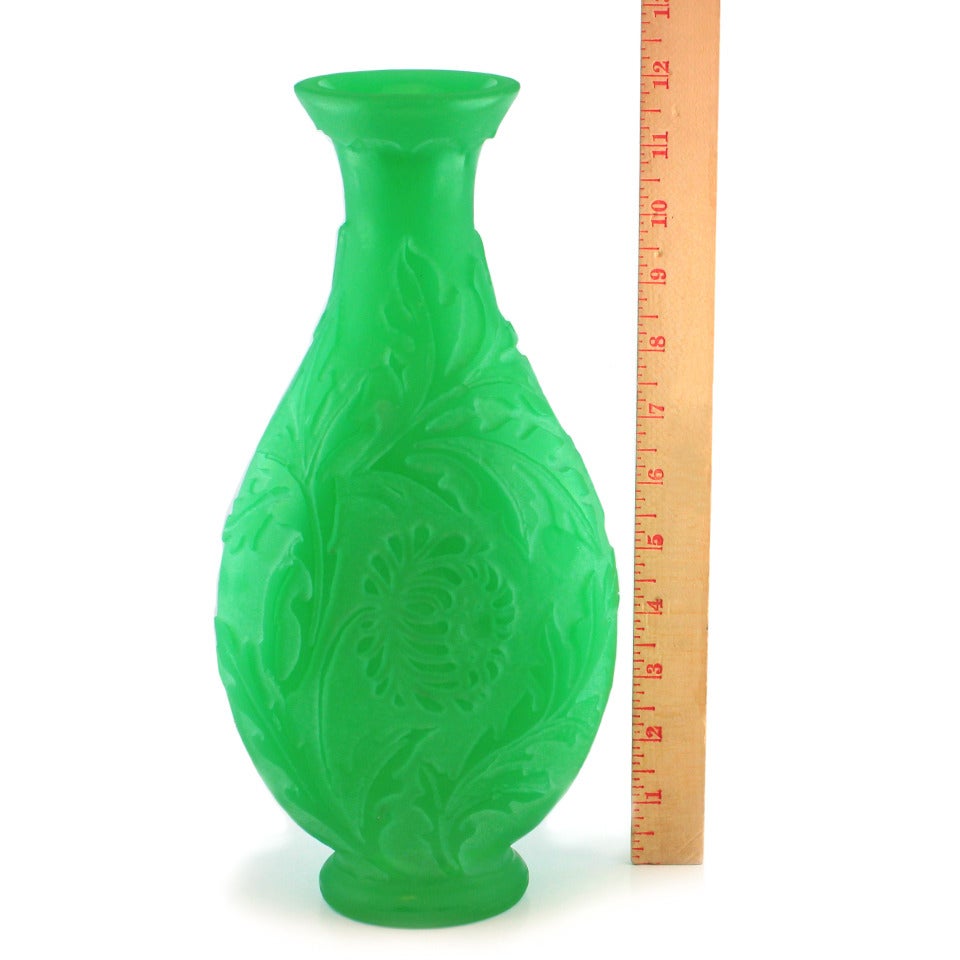 Steuben Green Jade Cameo Cut Vase 2