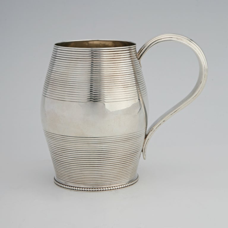 Barrel Form Georgian Mug or Cann, Sterling, 1775