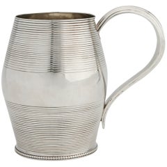Barrel Form Georgian Mug or Cann, Sterling, 1775