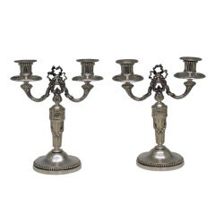 Antique Pair of Neo-Classical Revival Silver Candelabra by Andre Aucoc
