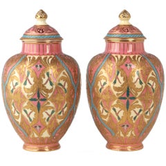 Antique Pair of ROYAL CROWN DERBY Ginger Jar Form Cache Pots