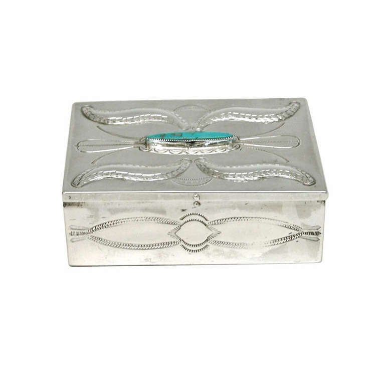 American Navajo Turquoise-Set Sterling Box