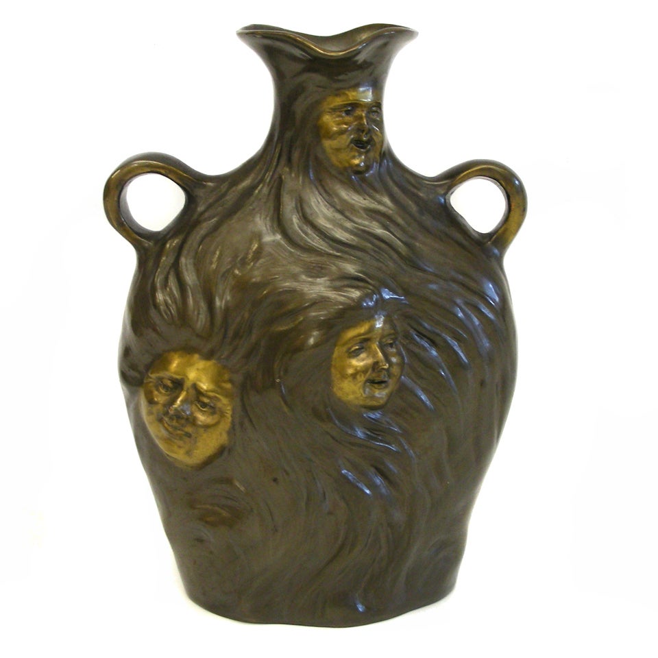 Art Nouveau Bronze Vase by Georges Charles Coudray