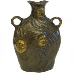 Art Nouveau Bronze Vase by Georges Charles Coudray